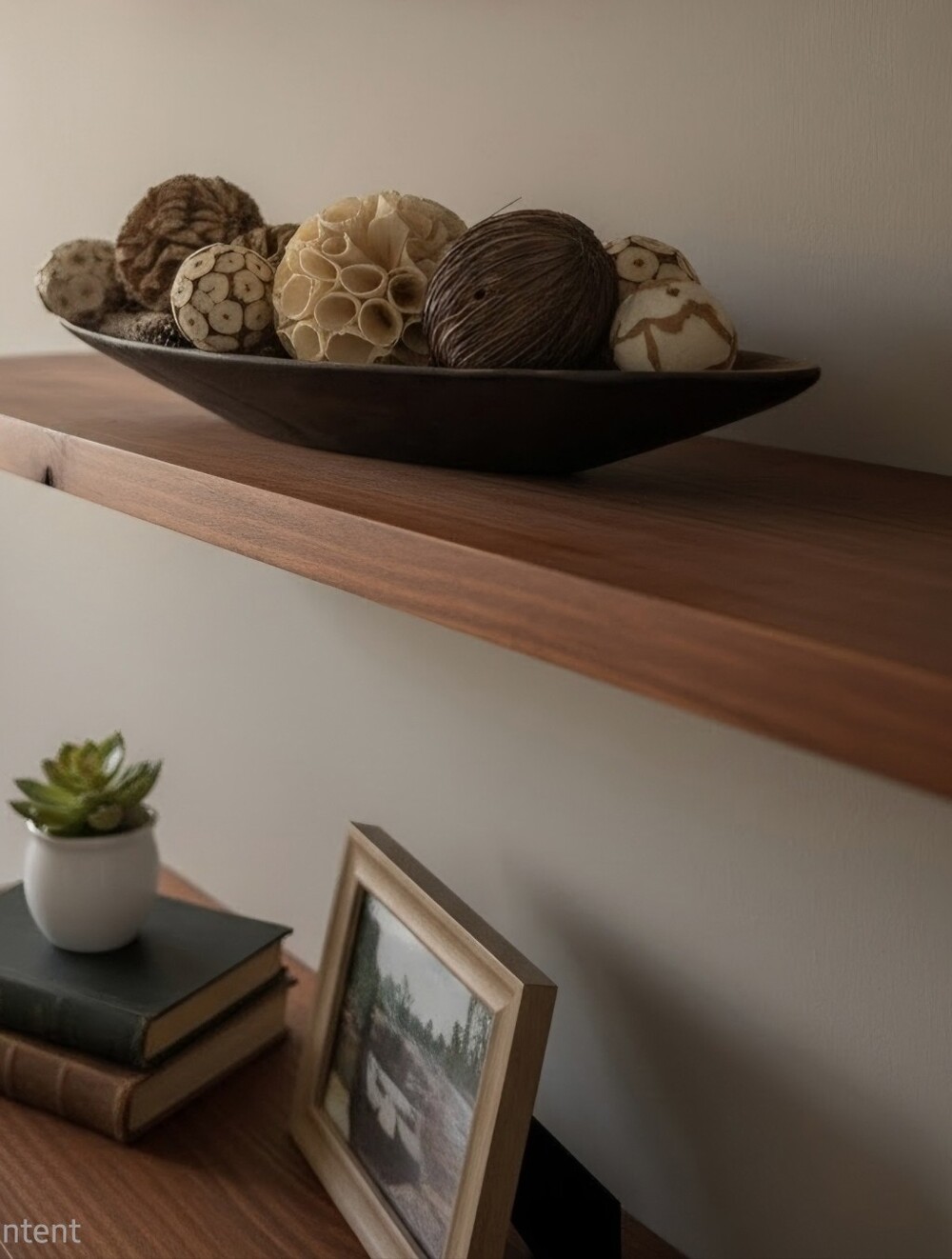 Neutral Decorative Carved Wooden Bowl